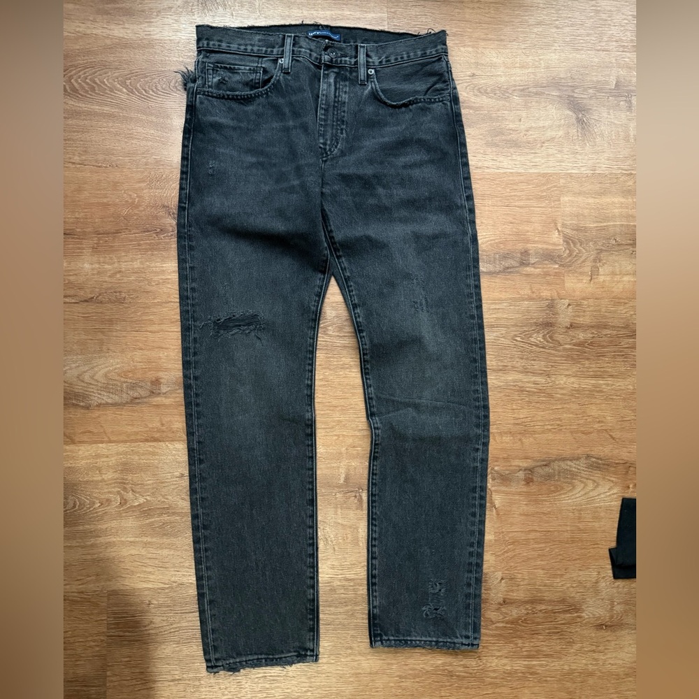 Levi's 502 made and crafted Black Slim Straight Distressed Jeans